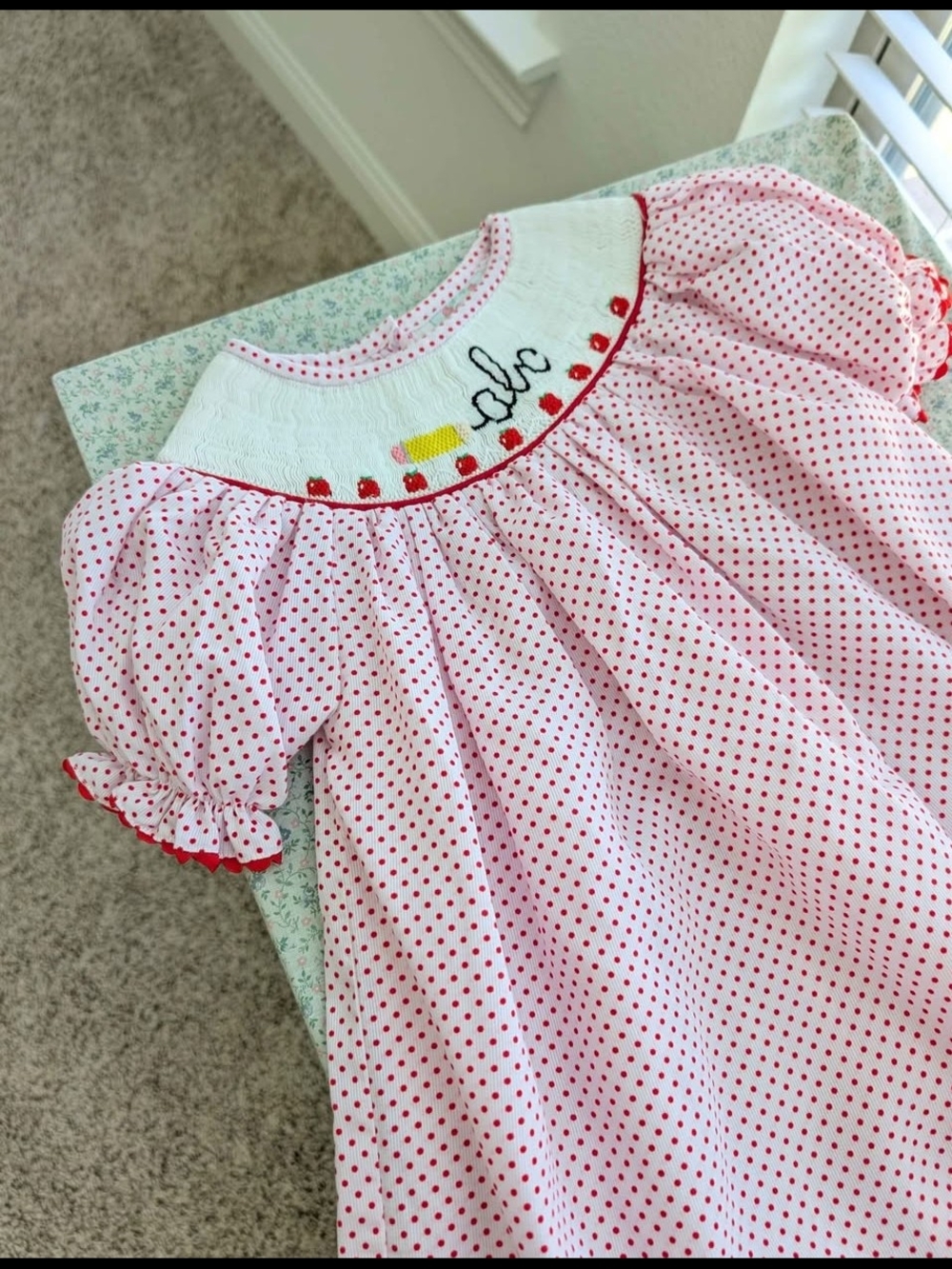 3T Smocked Back To School ABC Dress